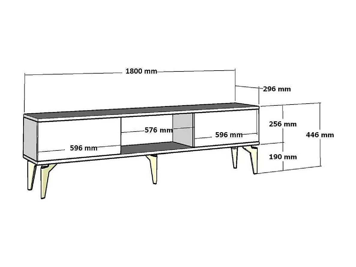 TV-Ständer – 180 cm x 44,6 cm x 29,6 cm – Anthrazit und Silber – Spanplatte