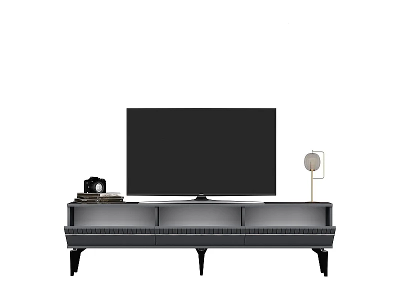 TV-Ständer – 180 cm x 44,6 cm x 29,6 cm – Anthrazit und Silber – Spanplatte