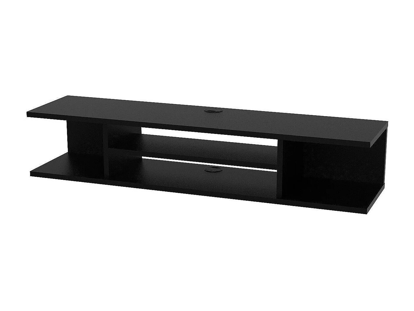 Meuble TV noir moderne, 120 cm | Panneau de particules 100 % mélaminé, épaisseur 18 mm | Fixation murale, plusieurs étagères, design élégant et fonctionnel