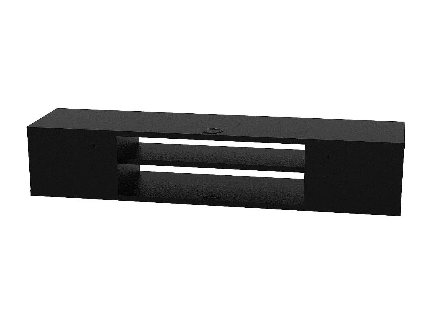 Meuble TV noir moderne, 120 cm | Panneau de particules 100 % mélaminé, épaisseur 18 mm | Fixation murale, plusieurs étagères, design élégant et fonctionnel