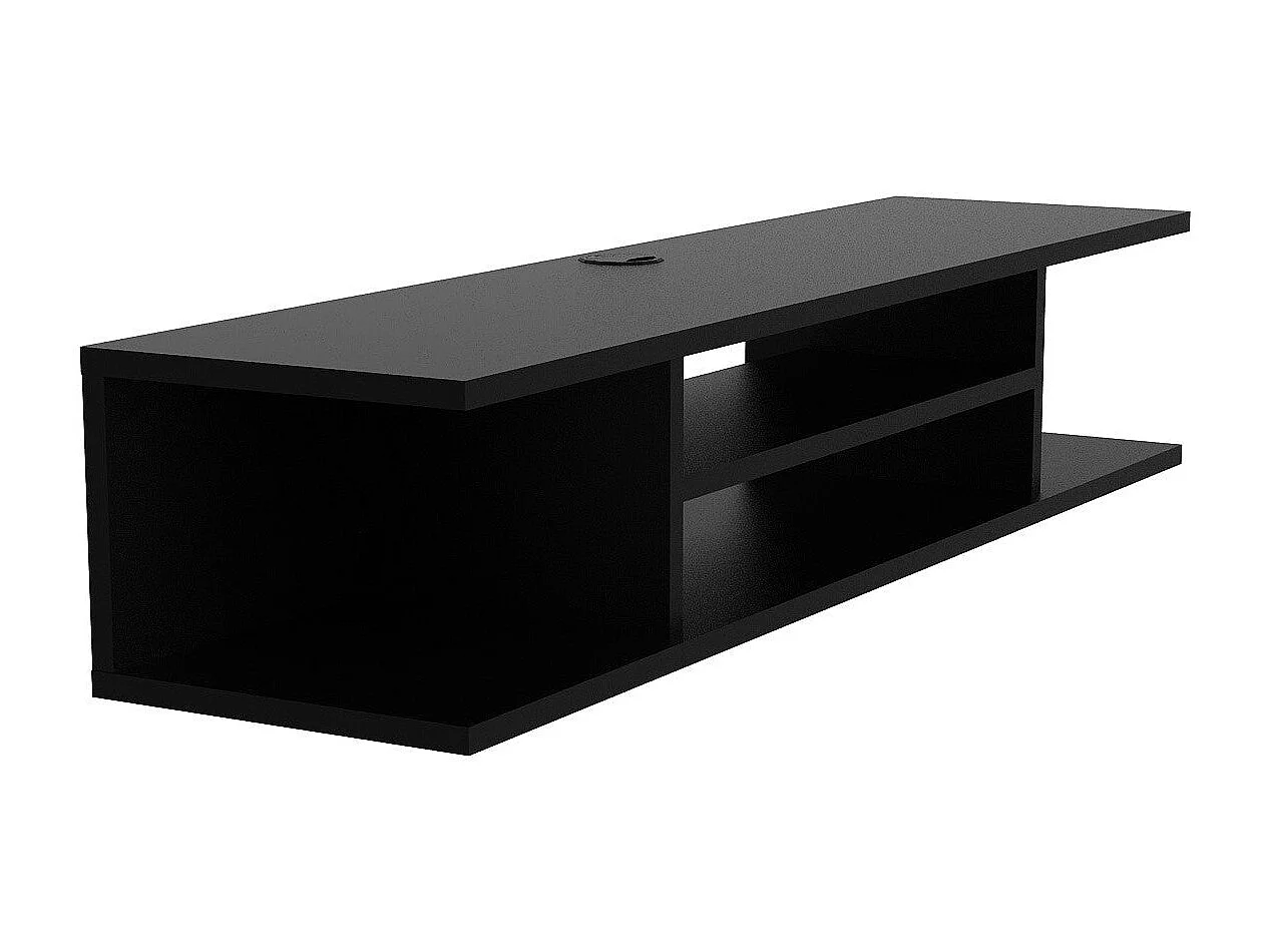 Meuble TV noir moderne, 120 cm | Panneau de particules 100 % mélaminé, épaisseur 18 mm | Fixation murale, plusieurs étagères, design élégant et fonctionnel