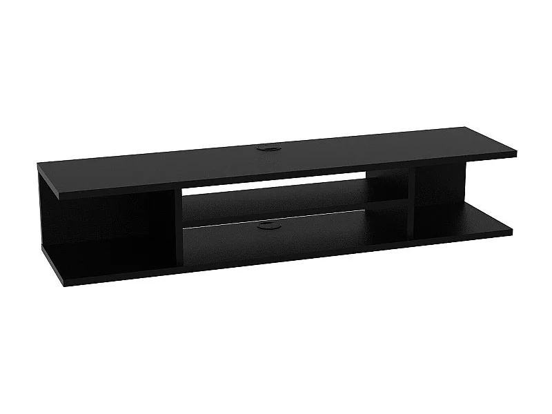 Meuble TV noir moderne, 120 cm | Panneau de particules 100 % mélaminé, épaisseur 18 mm | Fixation murale, plusieurs étagères, design élégant et fonctionnel