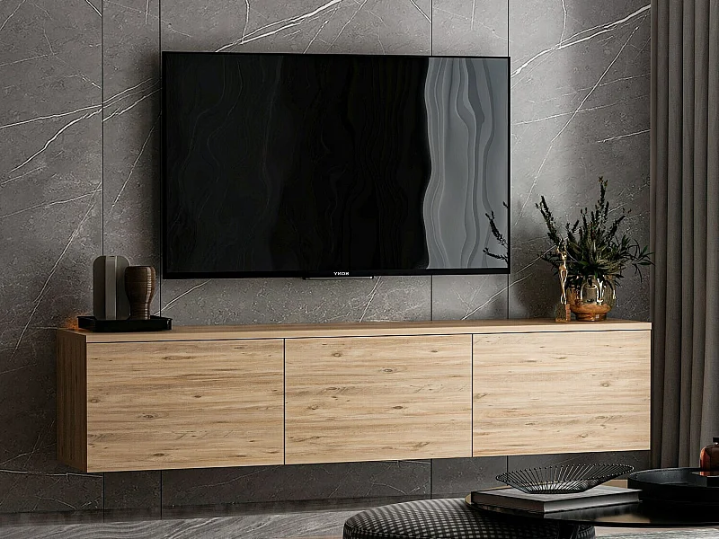 Meuble TV en bois "Neon" 160 x 32 x 35 cm - Pin atlantique