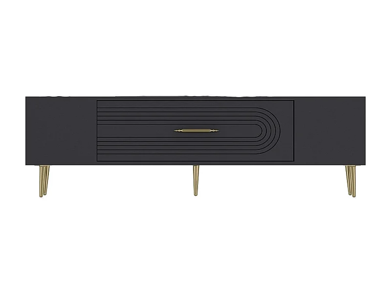 TV-Ständer – 150 cm x 48,2 cm x 29,6 cm – Anthrazit und Gold – Melaminbeschichtete Spanplatte