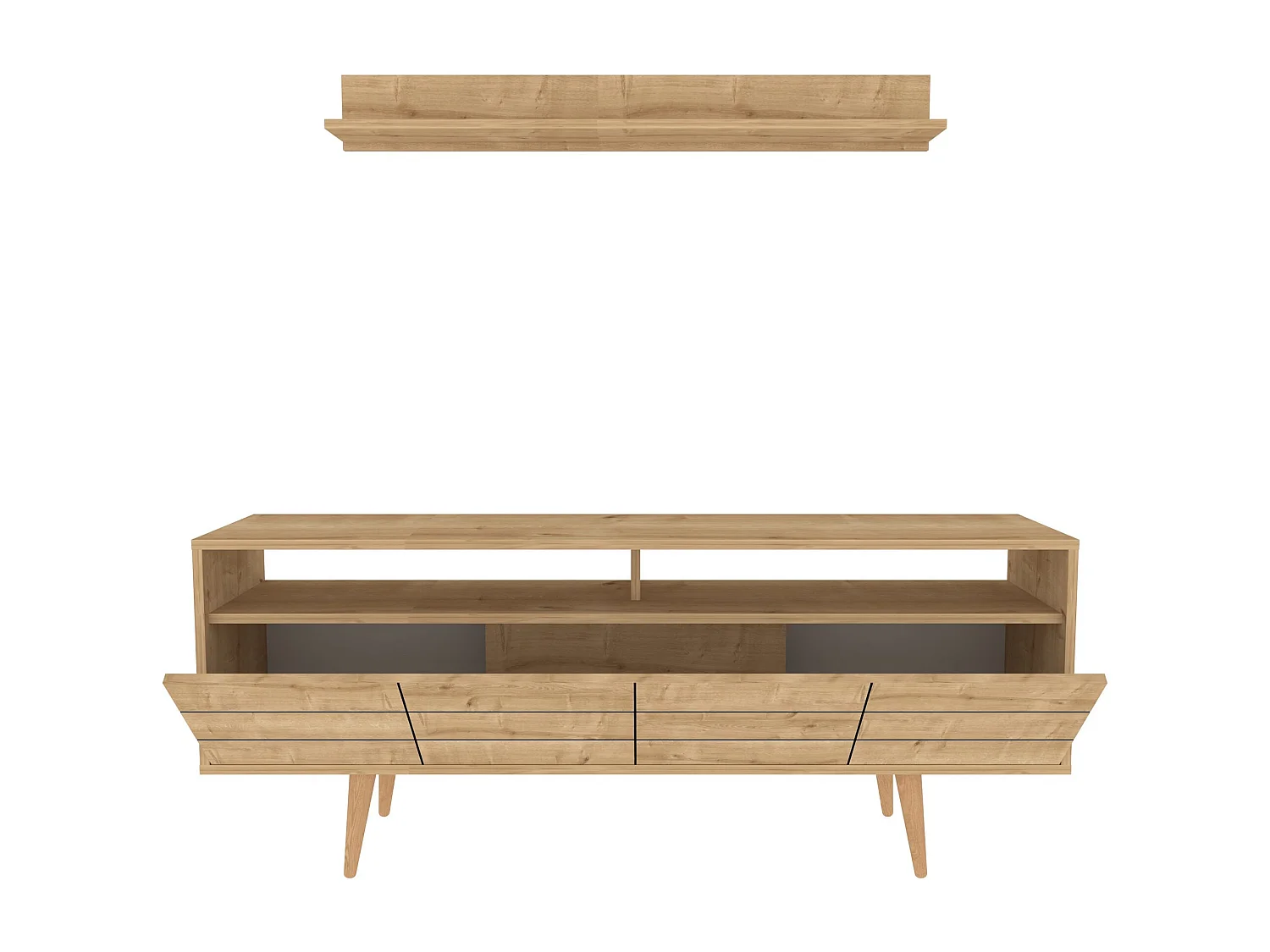 Sapphire TV-Ständer, 160 cm x 35 cm x 64,5 cm | 100 % melaminbeschichtete Spanplatte, 18 mm dick | Stilvolle und funktionale Aufbewahrung für moderne Wohnzimmer