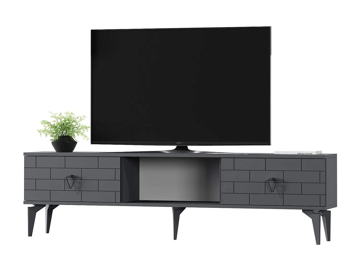 TV-Ständer – 150 cm x 44,6 cm x 29,6 cm – Anthrazit – Melaminbeschichtete Spanplatte