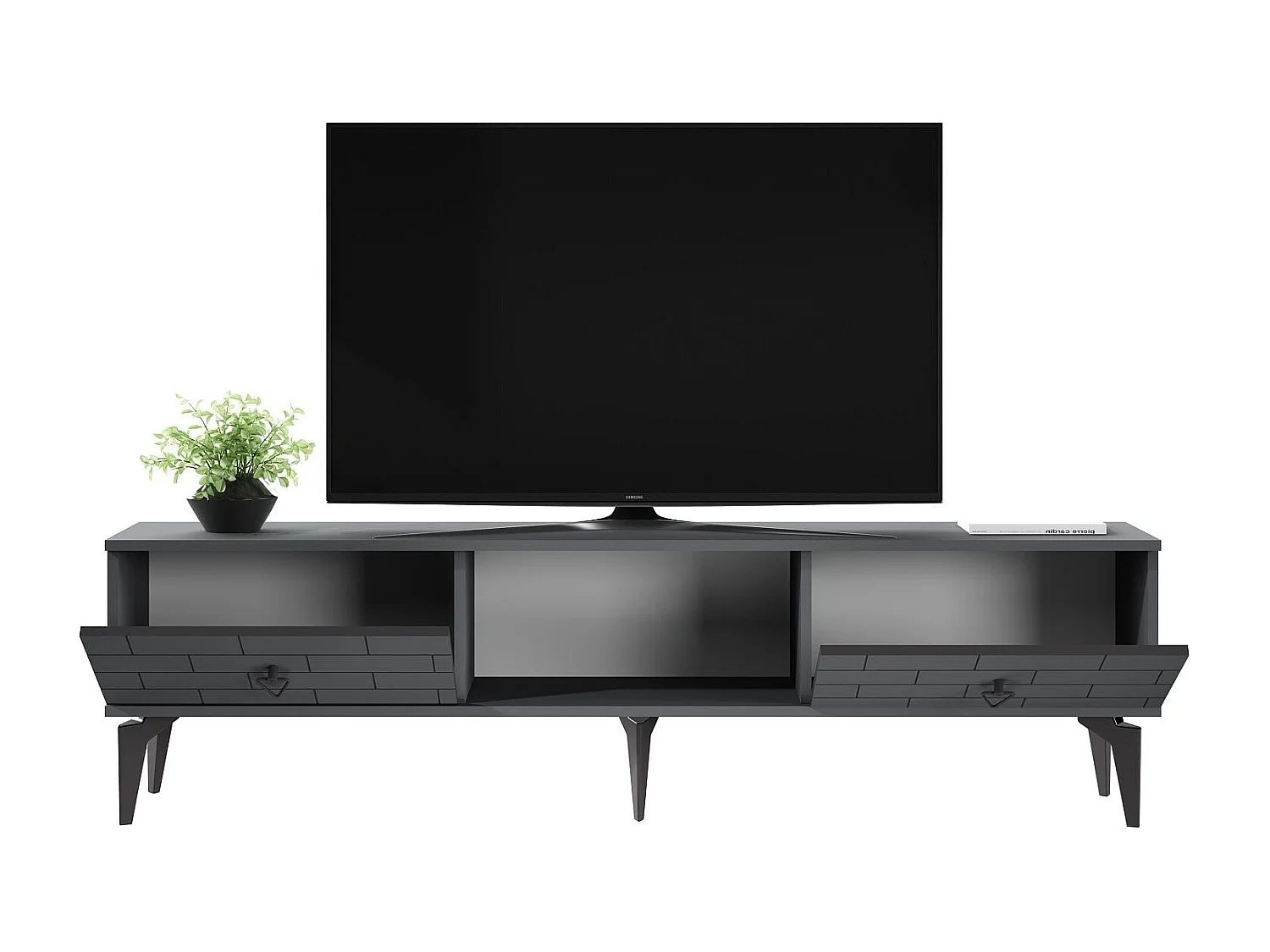 TV-Ständer – 150 cm x 44,6 cm x 29,6 cm – Anthrazit – Melaminbeschichtete Spanplatte