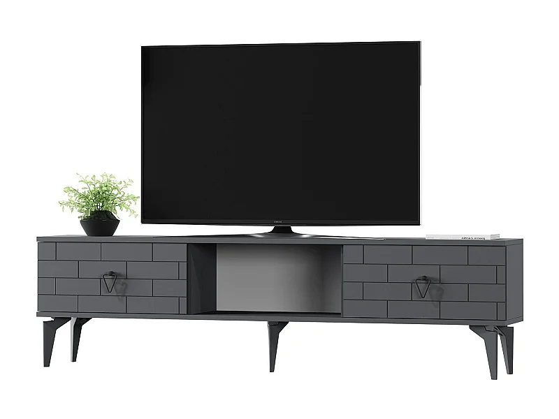 Stojak pod telewizor – 150 cm x 44,6 cm x 29,6 cm – Antracyt – Płyta wiórowa pokryta melaminą