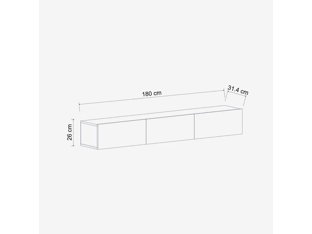 TV-Ständer – 180 cm x 26 cm x 31,4 cm – Weiß – Melaminbeschichtete Spanplatte