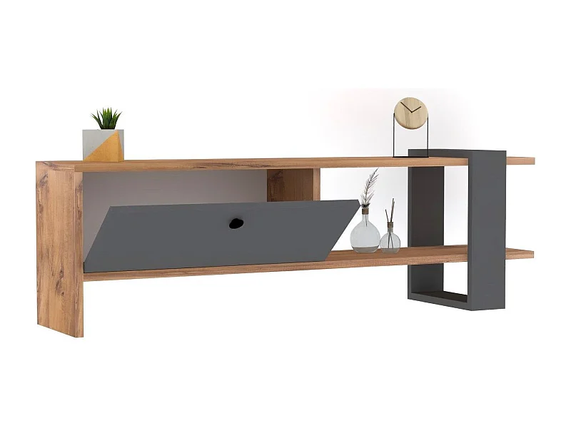 TV-Ständer – 120 x 36,8 x 25 cm – Eiche und Anthrazit – Melaminbeschichtete Spanplatte