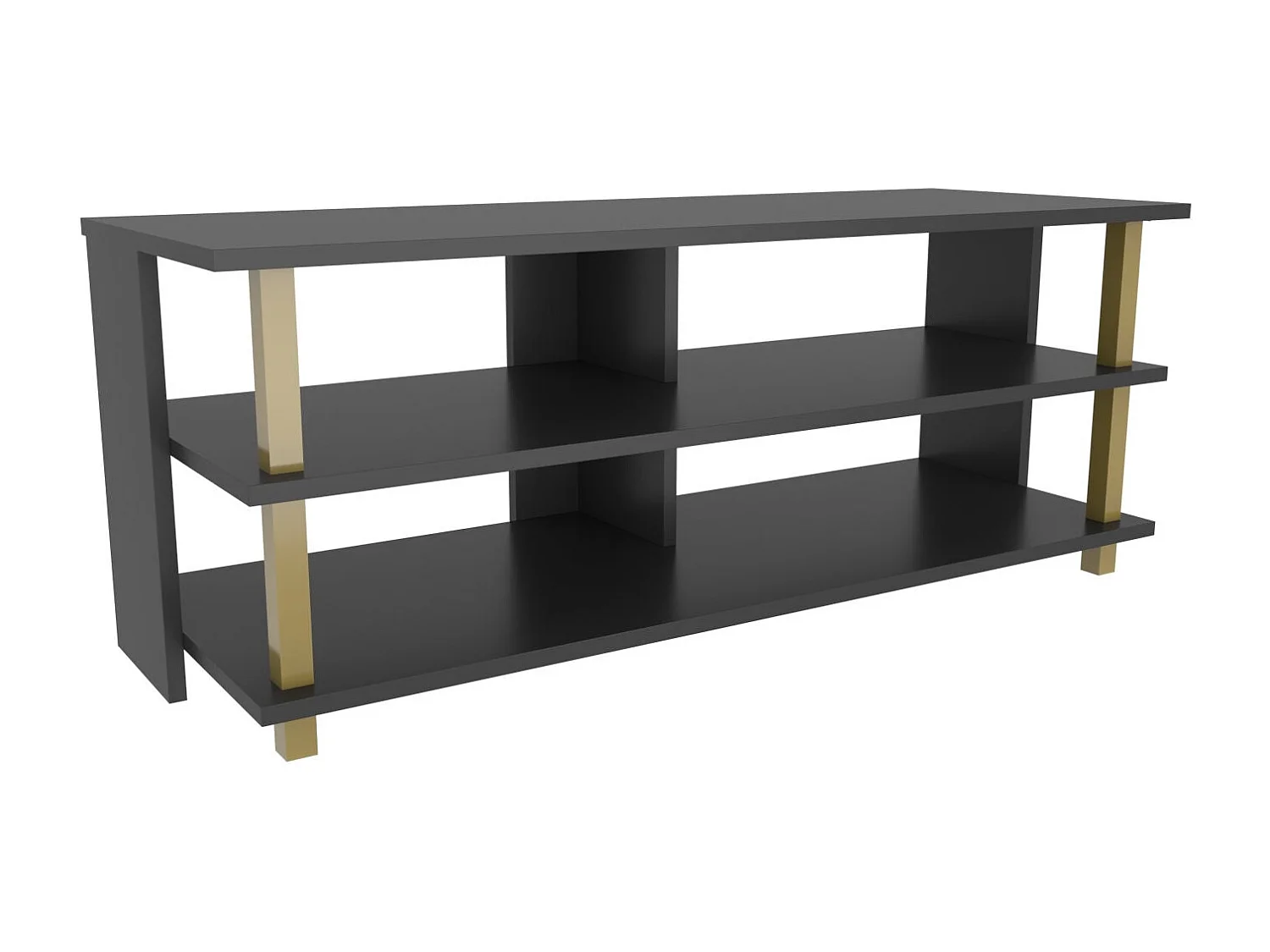 Meuble TV glamour, doré et anthracite, 120 x 44,6 x 47,4 cm | Panneau de particules 100 % mélaminé, épaisseur 18 mm | Élégant et fonctionnel pour un salon moderne