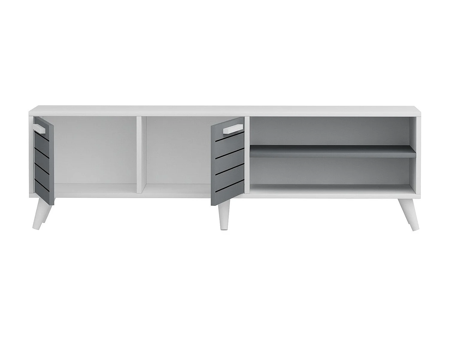 Meuble TV – 150 cm x 30 cm x 48 cm – Blanc et Anthracite – MDF mélaminé