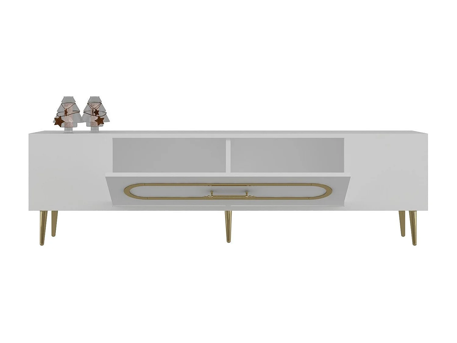 TV-meubel – 150 cm x 48,2 cm x 29,6 cm – Wit en goud – Melamine