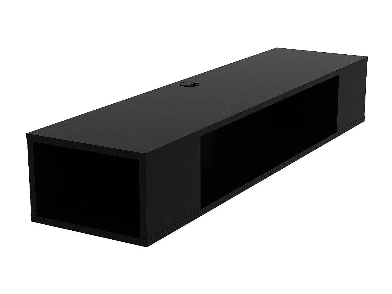 Moderne zwarte tv-standaard, 135 cm breed, 100% melamine gecoat, 18 mm dik | Wandmontage, met meerdere planken, stijlvolle en functionele opbergoplossing