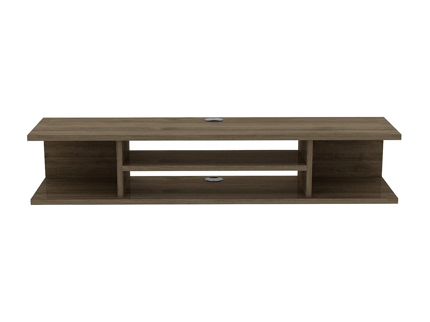 Moderne tv-standaard van notenhout, 120 cm | 100% melamine gecoate spaanplaat, 18 mm dik | Wandmontage, met meerdere planken, elegant en functioneel design