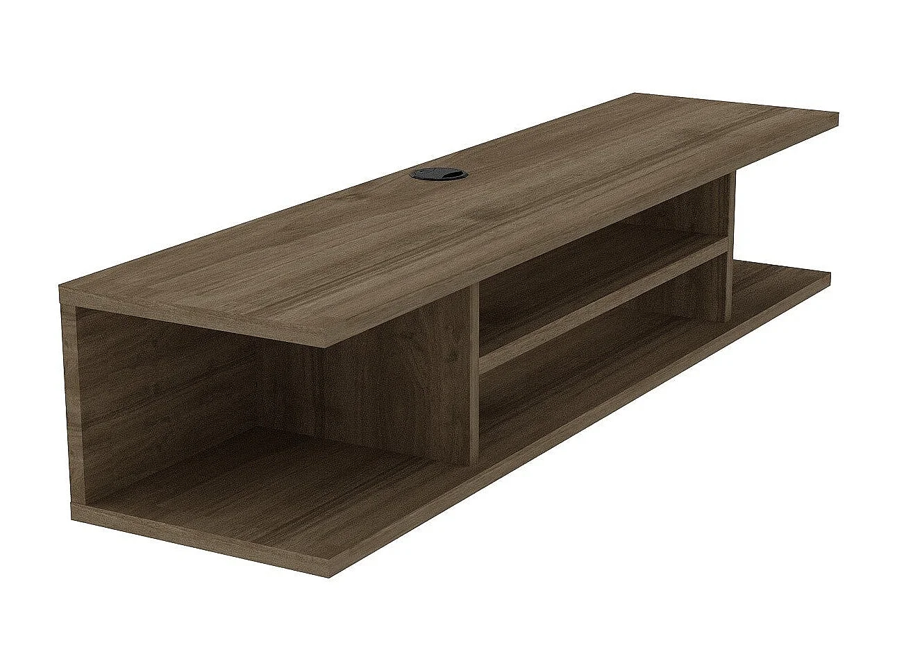 Moderne tv-standaard van notenhout, 120 cm | 100% melamine gecoate spaanplaat, 18 mm dik | Wandmontage, met meerdere planken, elegant en functioneel design