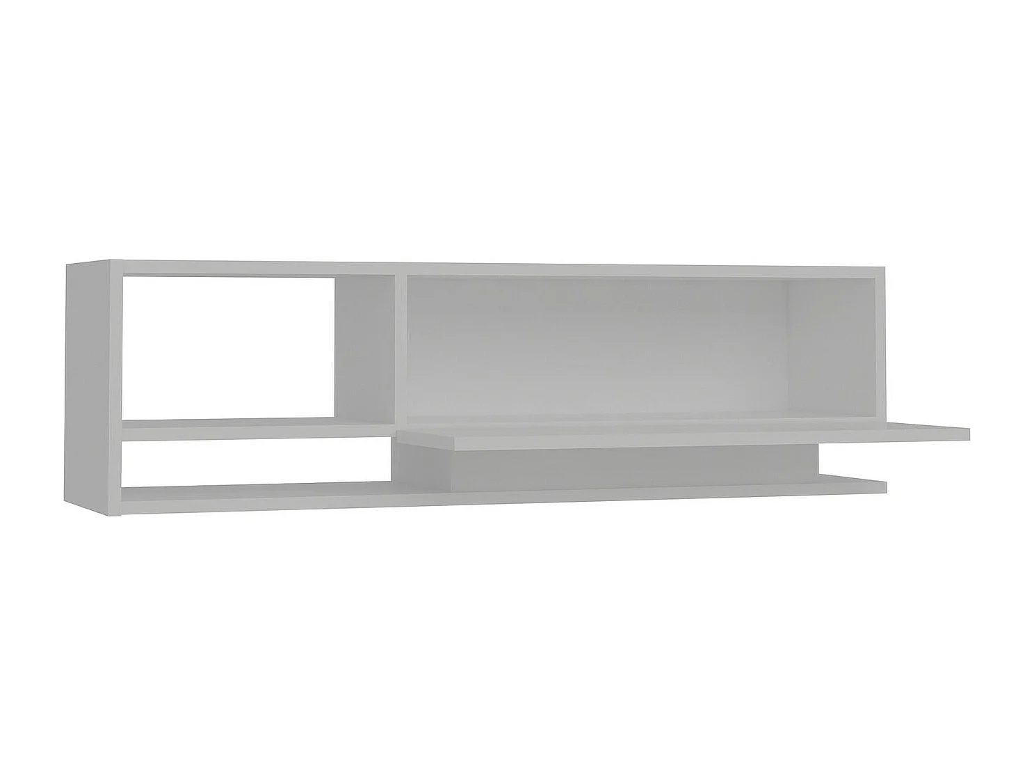 Meuble TV blanc moderne, 120 cm | Panneau de particules 100 % mélaminé, épaisseur 18 mm | Fixation murale, plusieurs étagères, design élégant et fonctionnel