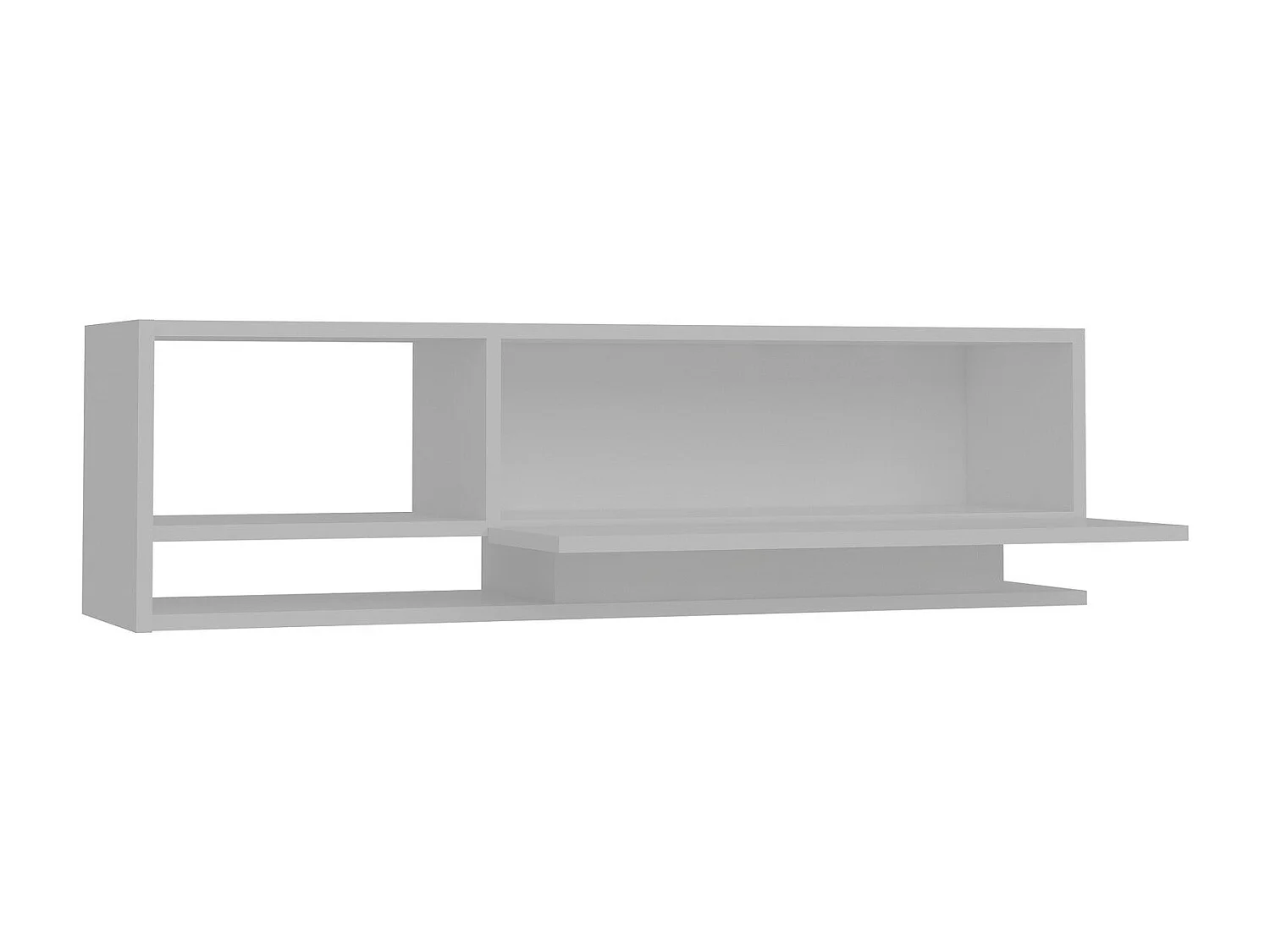 Meuble TV blanc moderne, 120 cm | Panneau de particules 100 % mélaminé, épaisseur 18 mm | Fixation murale, plusieurs étagères, design élégant et fonctionnel