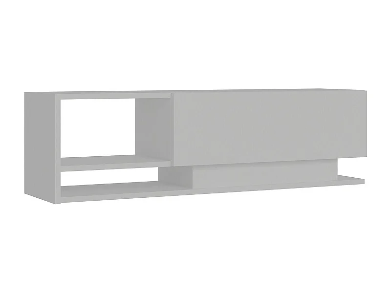 Meuble TV blanc moderne, 120 cm | Panneau de particules 100 % mélaminé, épaisseur 18 mm | Fixation murale, plusieurs étagères, design élégant et fonctionnel