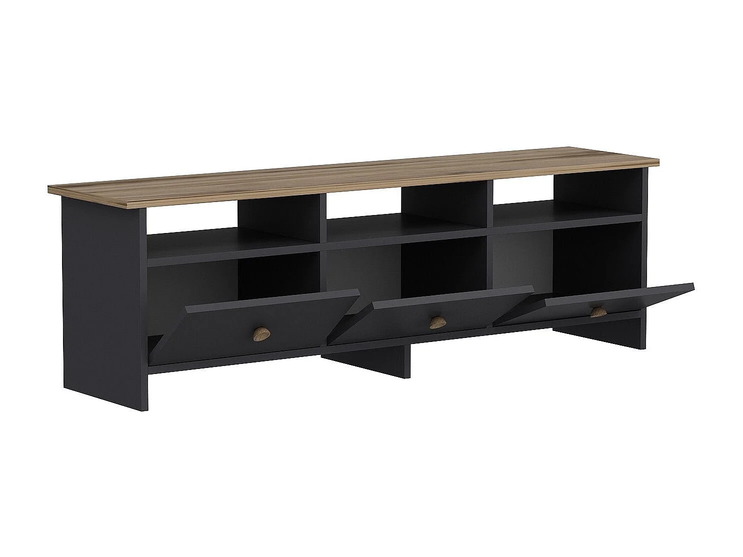 Meuble TV – 150 cm x 47 cm x 36 cm – Anthracite et Chêne – Panneaux de particules