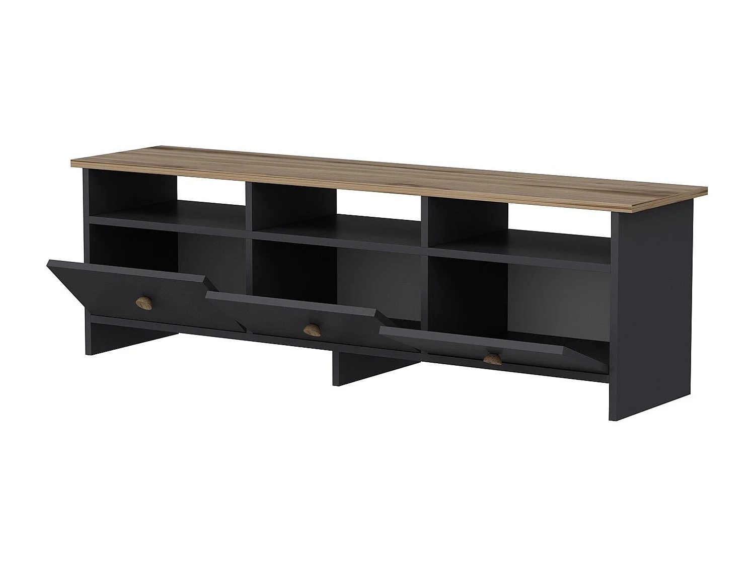 Meuble TV – 150 cm x 47 cm x 36 cm – Anthracite et Chêne – Panneaux de particules