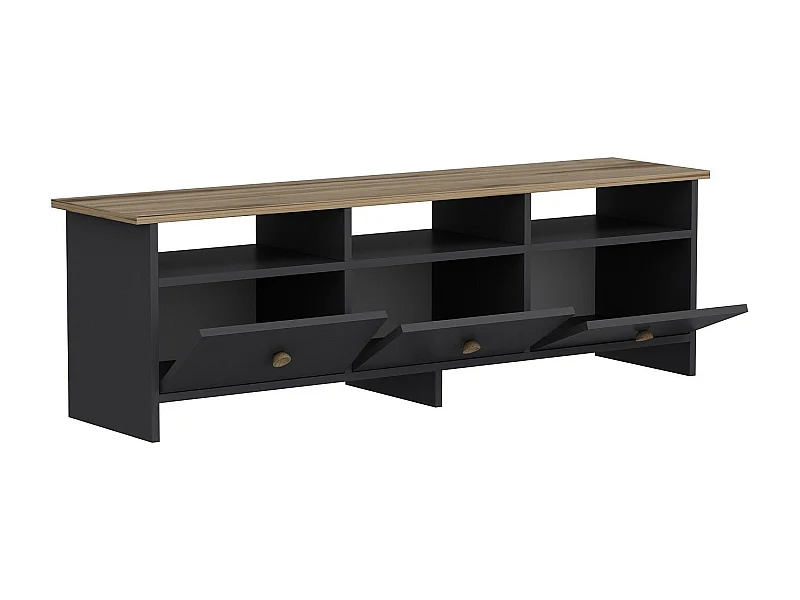 Meuble TV – 150 cm x 47 cm x 36 cm – Anthracite et Chêne – Panneaux de particules
