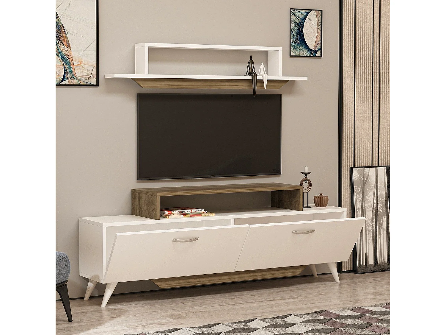 Harmony TV-meubel - Wit Walnoot