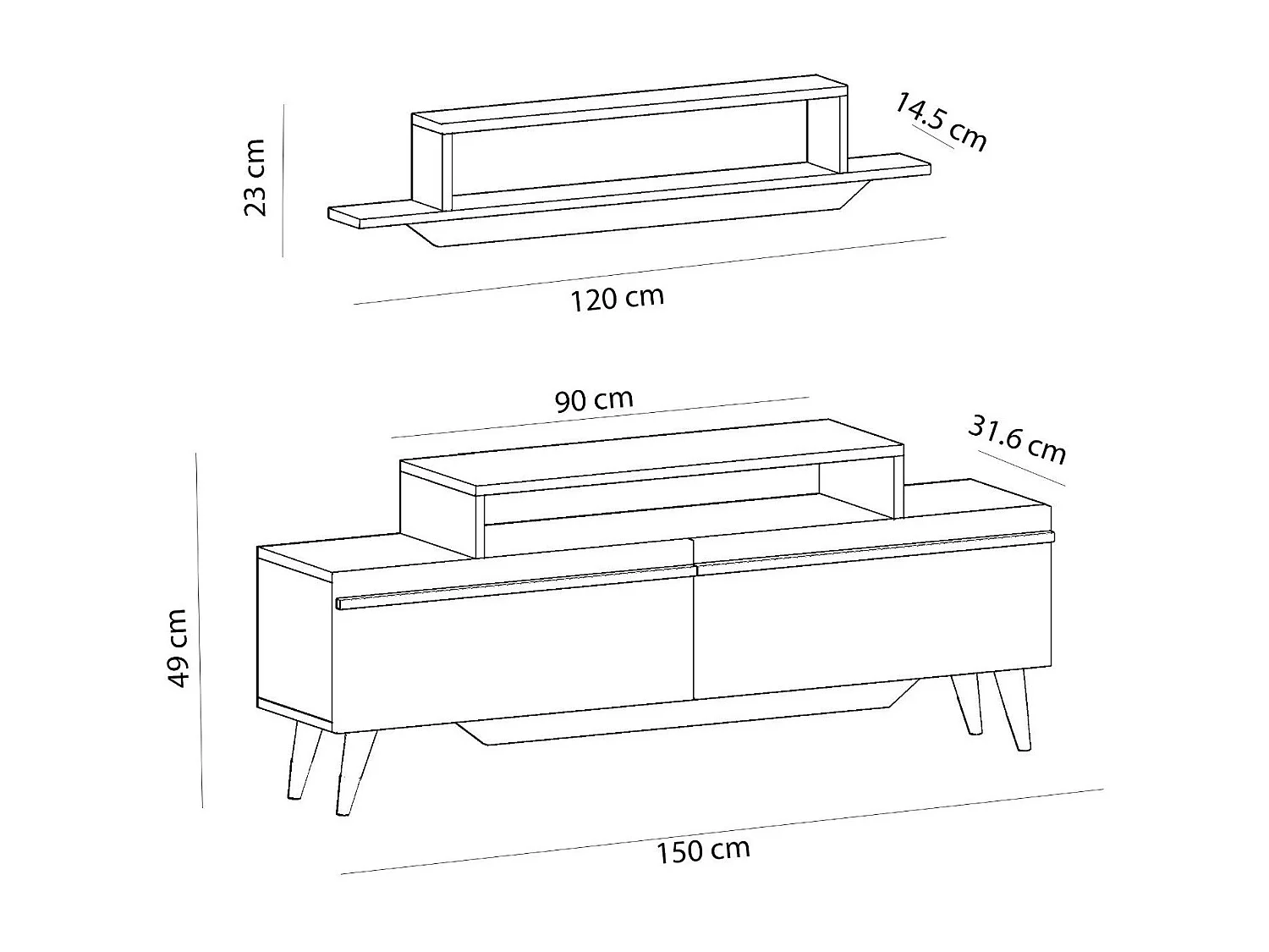 Harmony TV-meubel - Wit Walnoot
