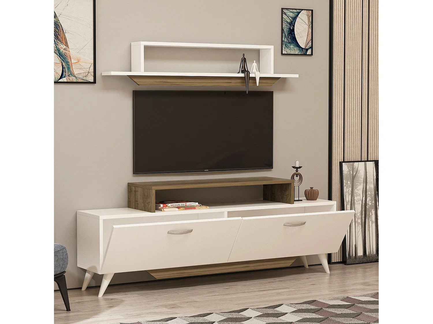 Harmony TV-meubel - Wit Walnoot