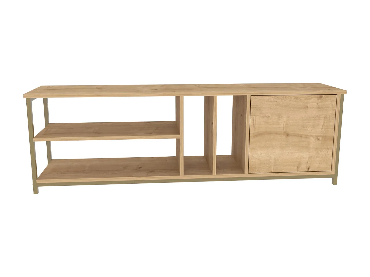 Meuble TV glamour, doré et chêne, 140 x 35,3 x 50,8 cm | Panneau de particules 100 % mélaminé, épaisseur 18 mm | Élégant et fonctionnel pour un salon moderne