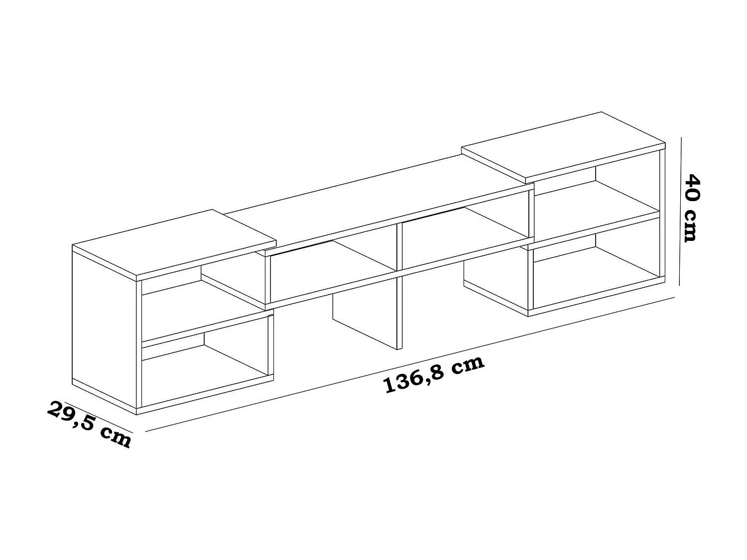 Meuble TV – 136,8 cm – Blanc – Aggloméré revêtu de mélamine