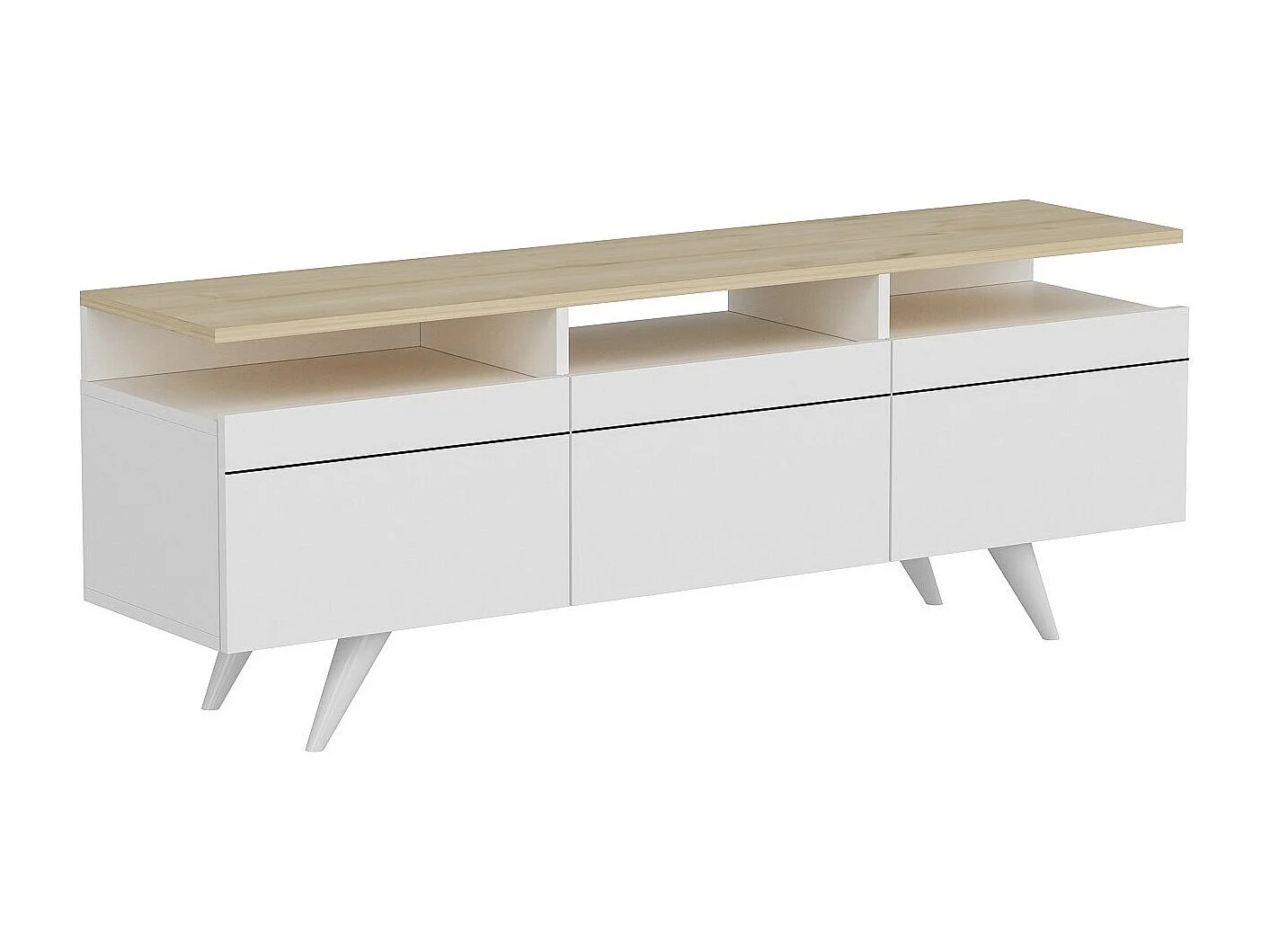 Stojak pod TV – 150 cm x 52 cm x 35 cm – Dąb i biel – 100% płyta wiórowa pokryta melaminą