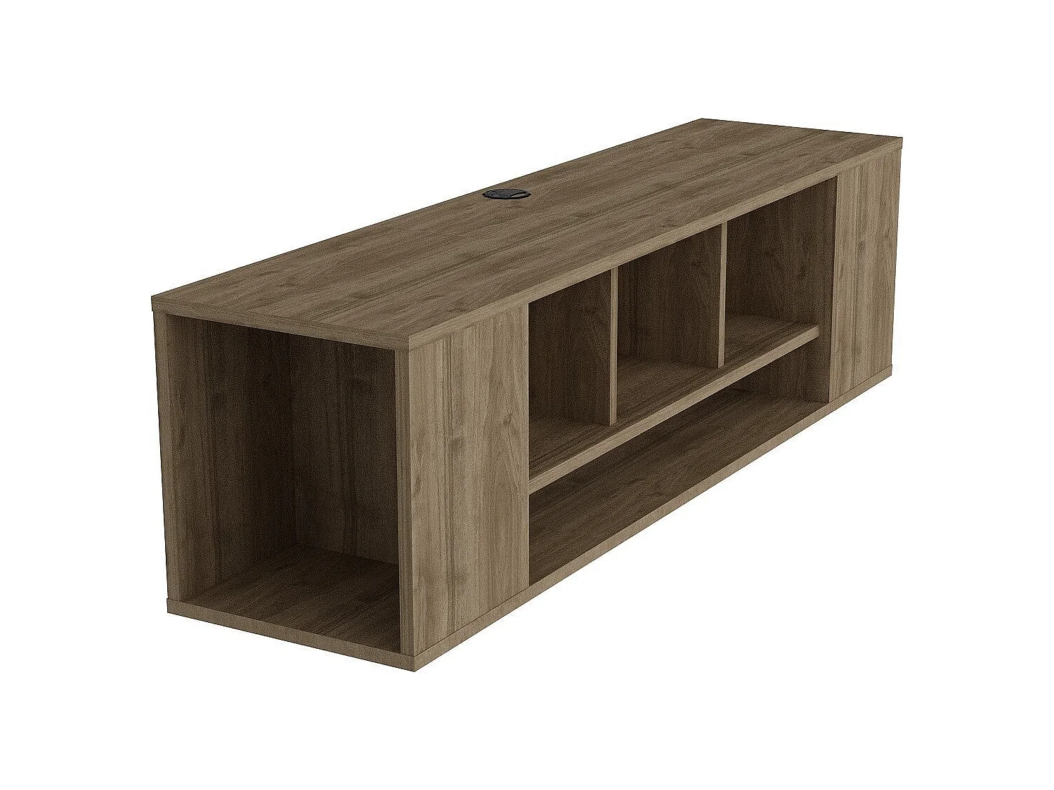 Meuble TV moderne en noyer, 135 cm | Panneau de particules 100 % mélaminé, épaisseur 18 mm | Fixation murale, plusieurs étagères, design élégant et fonctionnel