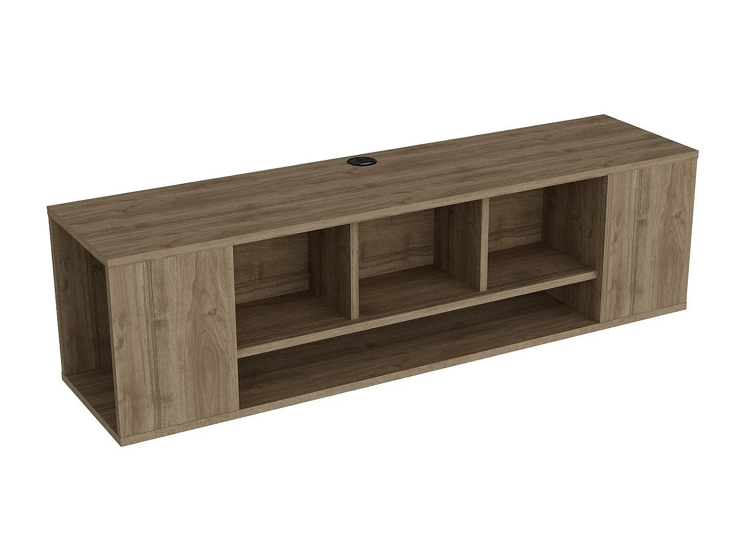 Meuble TV moderne en noyer, 135 cm | Panneau de particules 100 % mélaminé, épaisseur 18 mm | Fixation murale, plusieurs étagères, design élégant et fonctionnel