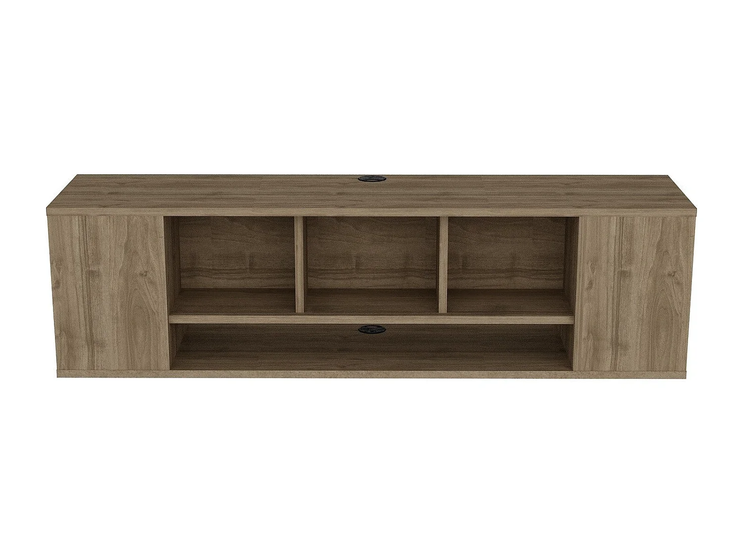 Meuble TV moderne en noyer, 135 cm | Panneau de particules 100 % mélaminé, épaisseur 18 mm | Fixation murale, plusieurs étagères, design élégant et fonctionnel