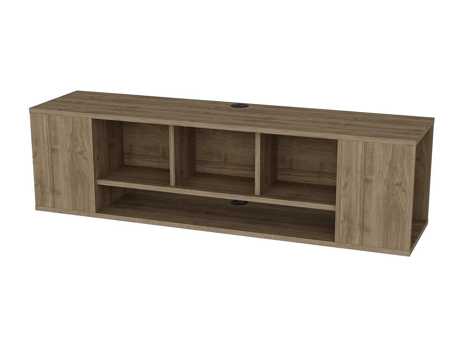 Meuble TV moderne en noyer, 135 cm | Panneau de particules 100 % mélaminé, épaisseur 18 mm | Fixation murale, plusieurs étagères, design élégant et fonctionnel