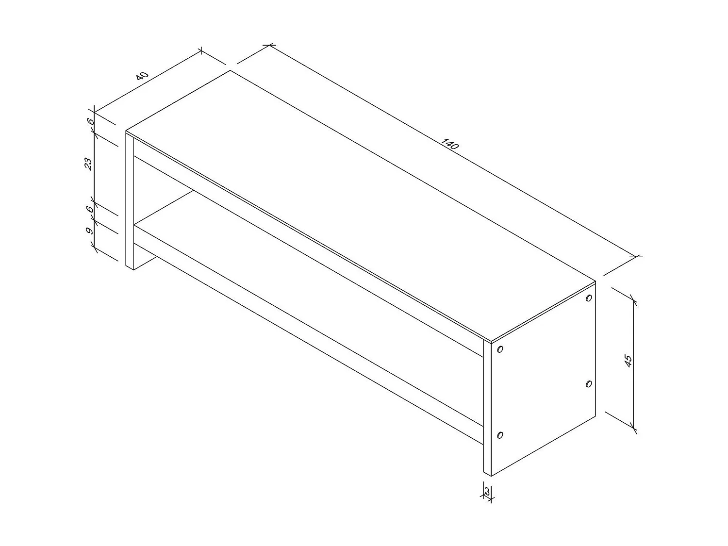 Meuble TV moderne, couleur noyer, 140 cm x 45 cm x 40 cm | 100 % pin massif et verre trempé | Fixation murale, plusieurs étagères, élégant et fonctionnel