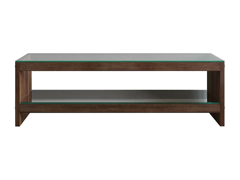 Meuble TV moderne, couleur noyer, 140 cm x 45 cm x 40 cm | 100 % pin massif et verre trempé | Fixation murale, plusieurs étagères, élégant et fonctionnel