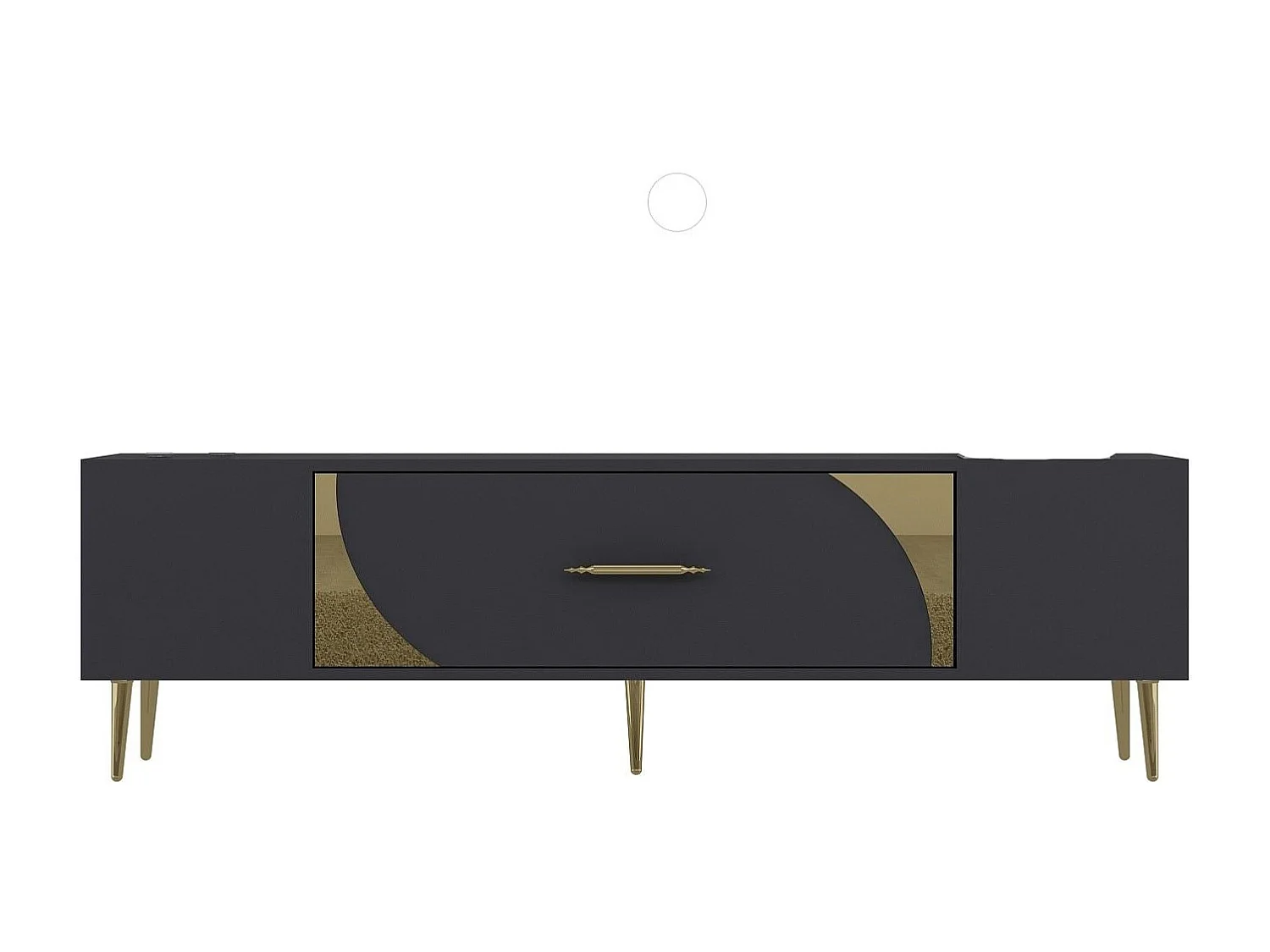 TV-Ständer – 150 cm x 48,2 cm x 29,6 cm – Anthrazit und Gold – Spanplatte mit Melaminbeschichtung