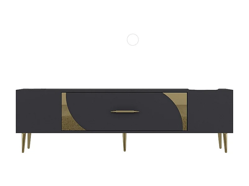 TV-Ständer – 150 cm x 48,2 cm x 29,6 cm – Anthrazit und Gold – Spanplatte mit Melaminbeschichtung