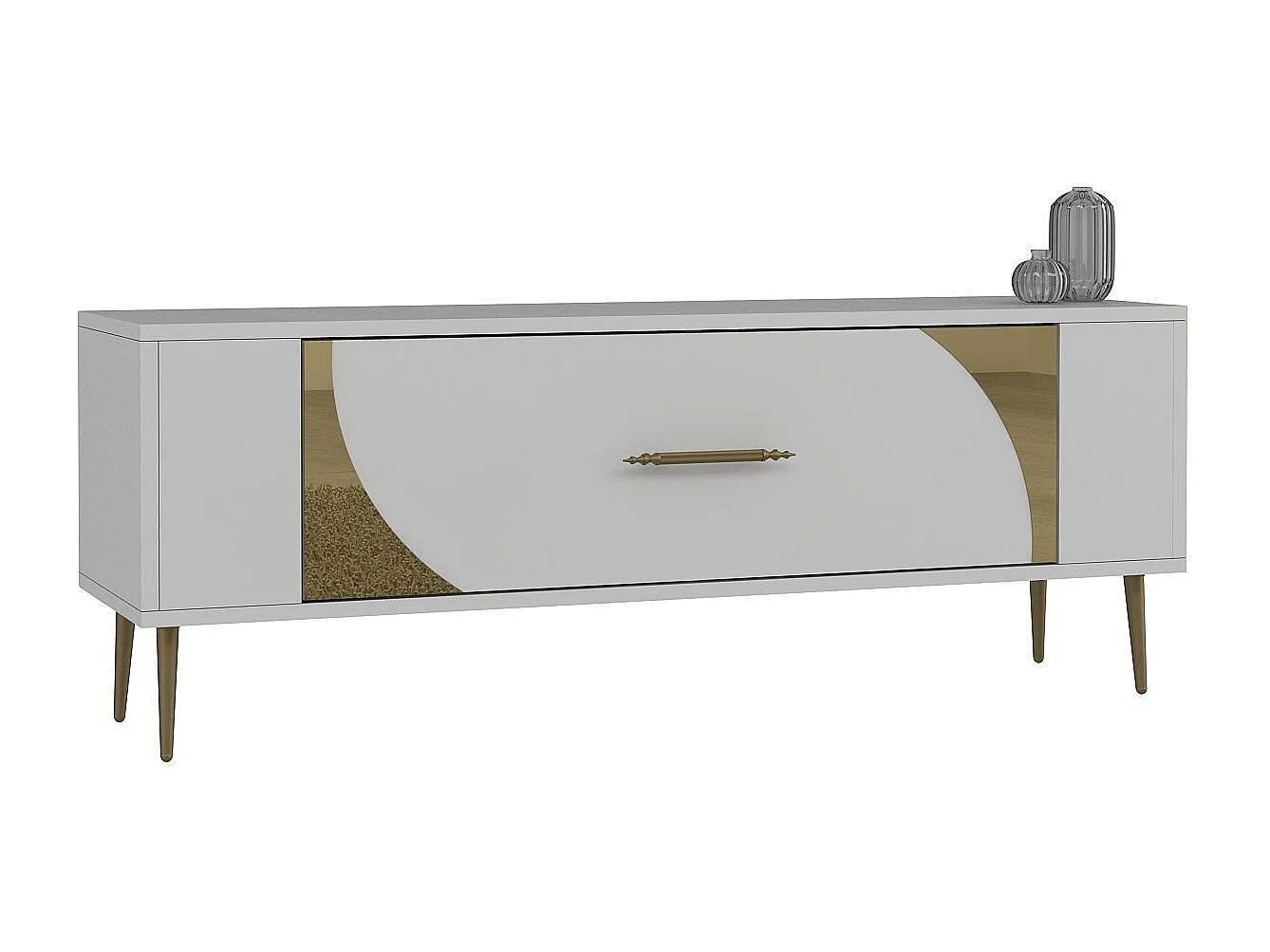 Mobile TV – 120 cm x 48,2 cm x 26,4 cm – Bianco e Oro – Melamina