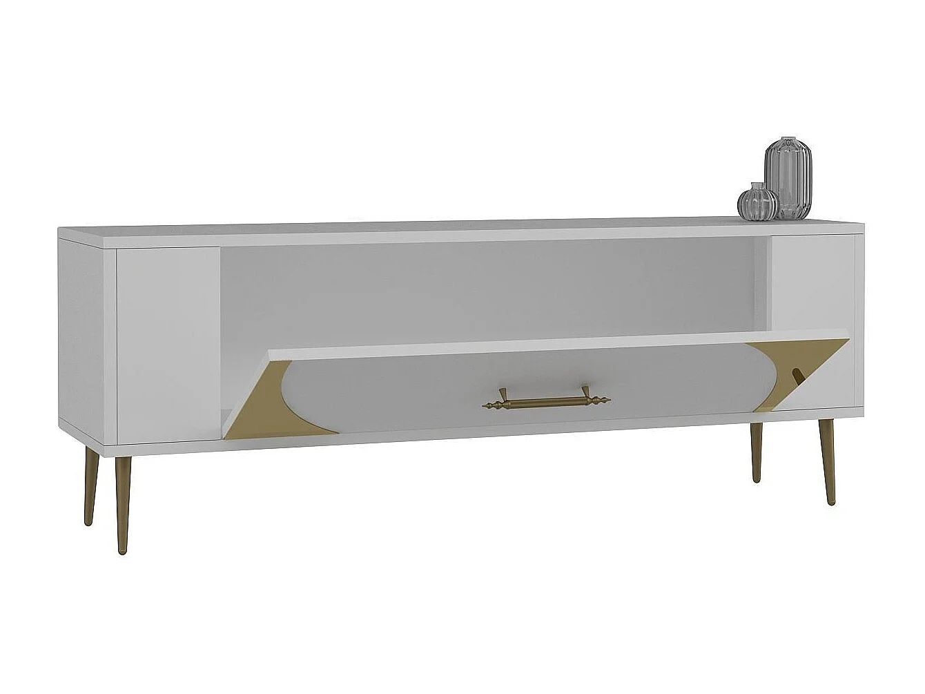 Mobile TV – 120 cm x 48,2 cm x 26,4 cm – Bianco e Oro – Melamina