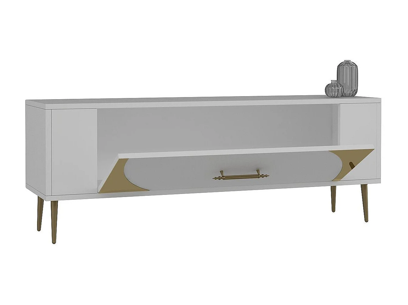 Mobile TV – 120 cm x 48,2 cm x 26,4 cm – Bianco e Oro – Melamina