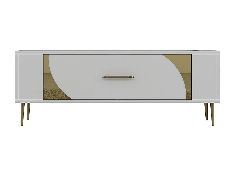 TV-Ständer – 120 cm x 48,2 cm x 26,4 cm – Weiß und Gold – Melamin