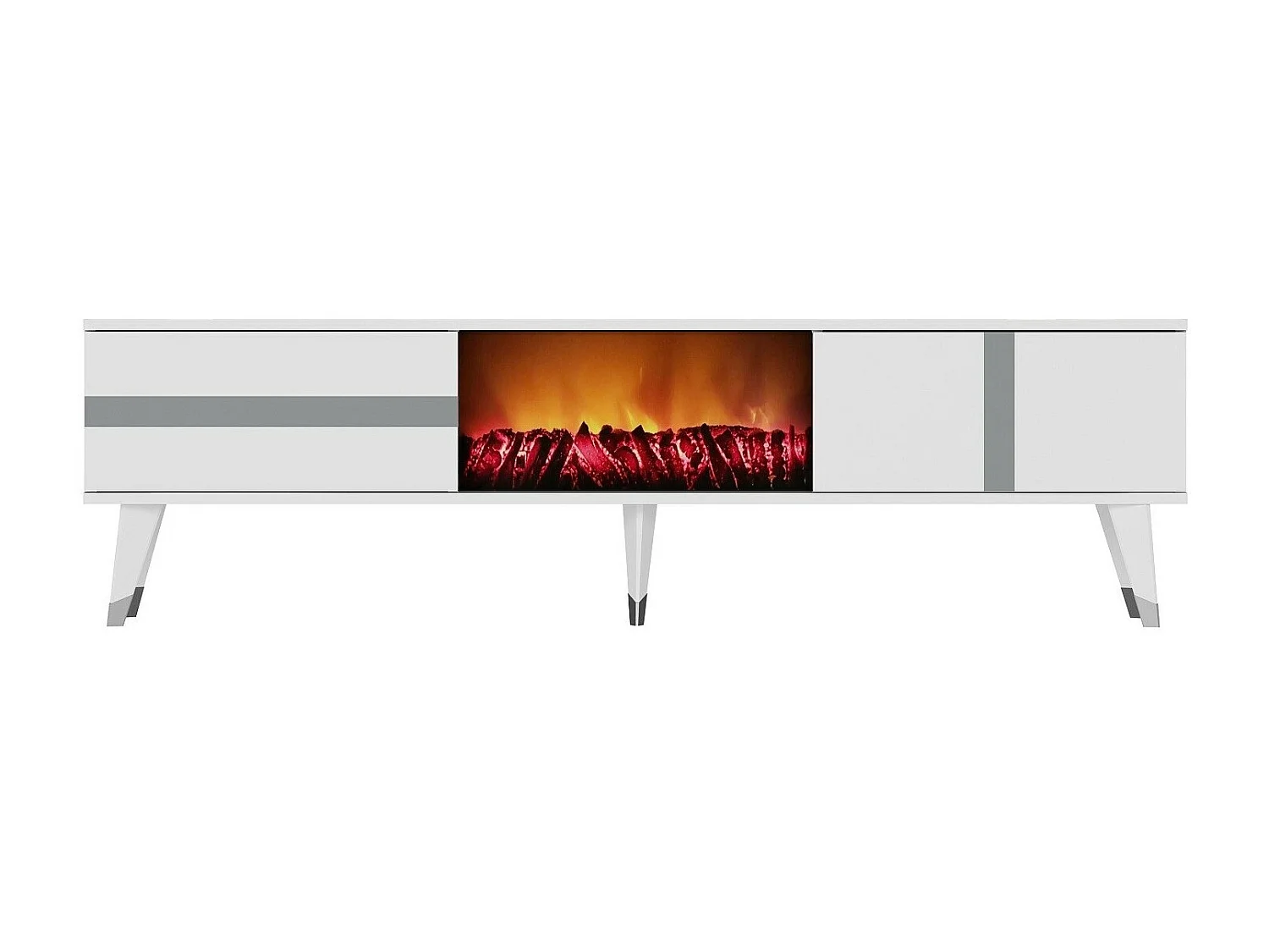 Mesa de tv Kailua 1993, Plata|Blanco, 150x50x30cm