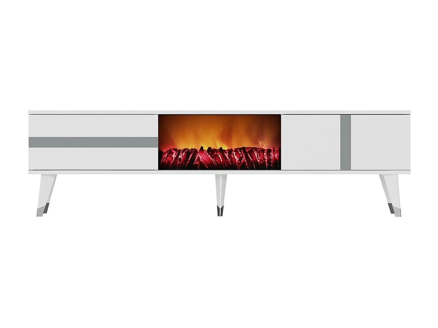 Mesa de tv Kailua 1993, Plata|Blanco, 150x50x30cm