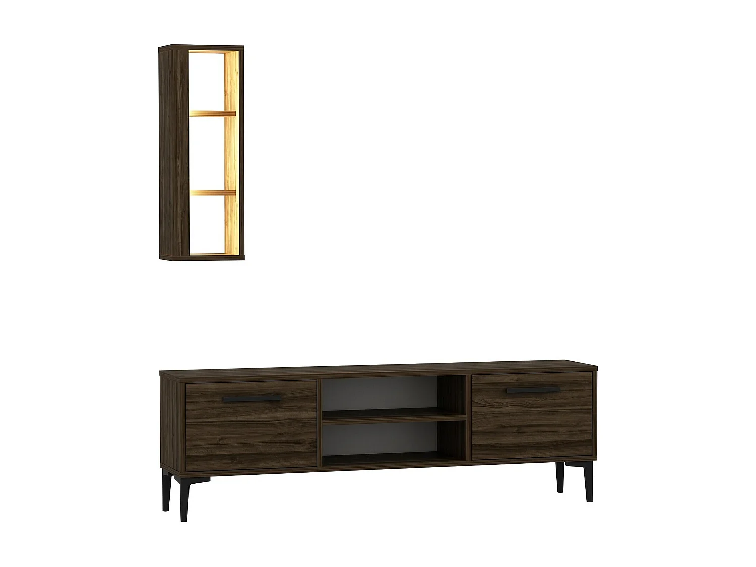 TV-Ständer – 150 cm x 48 cm x 29,6 cm – Walnuss – Melamin