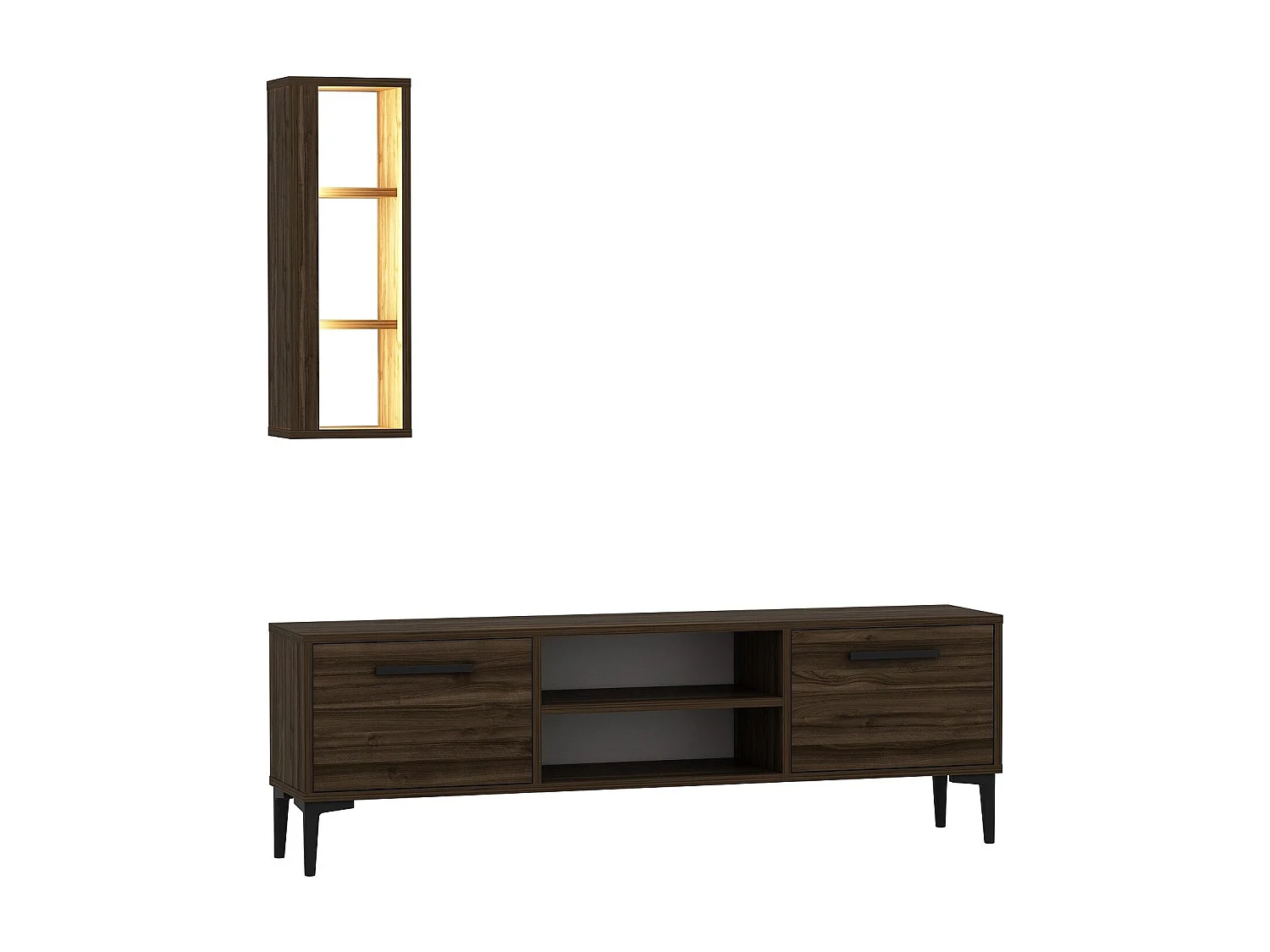 TV-Ständer – 150 cm x 48 cm x 29,6 cm – Walnuss – Melamin