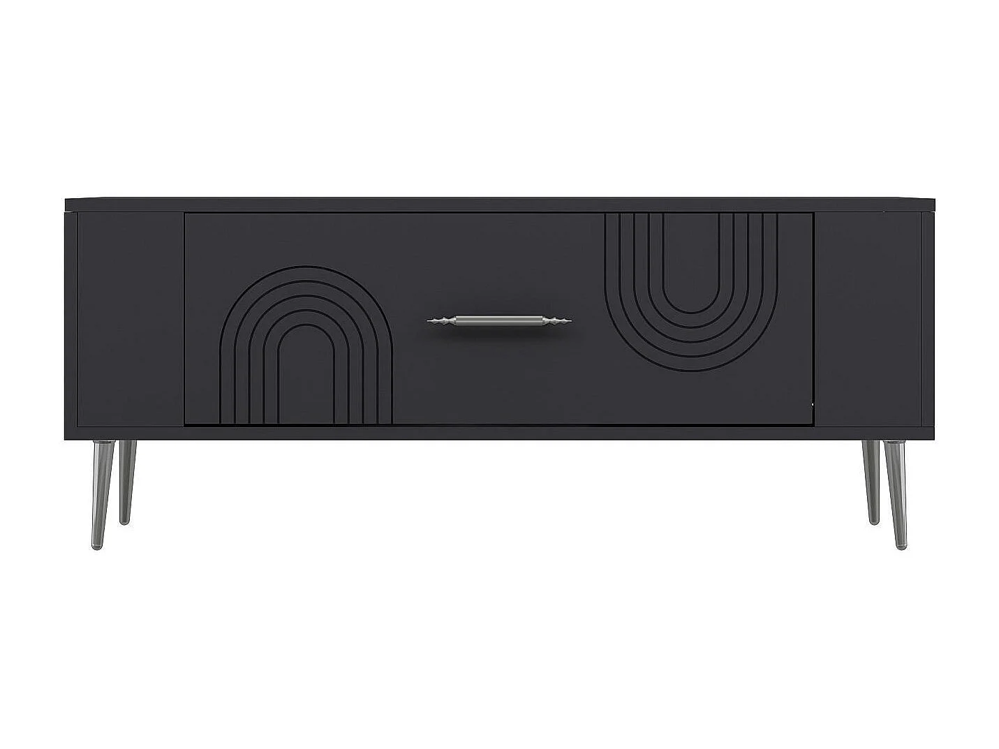 TV-Ständer – 120 cm x 48,2 cm x 26,4 cm – Anthrazit und Silber – Melaminbeschichtete Spanplatte