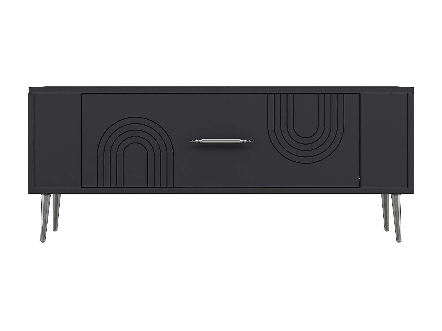 TV-Ständer – 120 cm x 48,2 cm x 26,4 cm – Anthrazit und Silber – Melaminbeschichtete Spanplatte